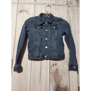 GapKids Jacket Youth Large Blue Denim Jean Stretch Snap Front Pockets Casual